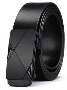 男士时尚枪黑色自动扣腰带，休闲全包式腰带，适合日常穿着，可作为男士礼物，适合年轻和中年男士商务休闲场合，也可作为工作、节日礼物、情人节礼物，适合青少年夏季休闲户外运动、度假旅行、毕业礼物、生日配饰或日常穿着，适合夏季、秋季、万圣节、秋冬季等场合，适合青少年、青年、男士，休闲、户外、运动、度假、毕业礼物、生日、日常穿着 - 黑色 - 查看 6