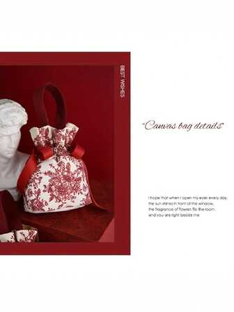 10 件优雅帆布抽绳袋，适用于珠宝和礼品 - 红色和香槟色，非常适合戒指、耳环、手镯、项链、糖果 - 非常适合派对礼物、婚礼纪念品、夏季生日海滩、返校学校用品、房间装饰