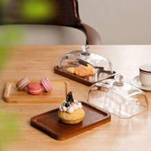 Plato de mantequilla de madera con tapa de vidrio, recipiente para queso, regalo de cocina, regalo de Navidad