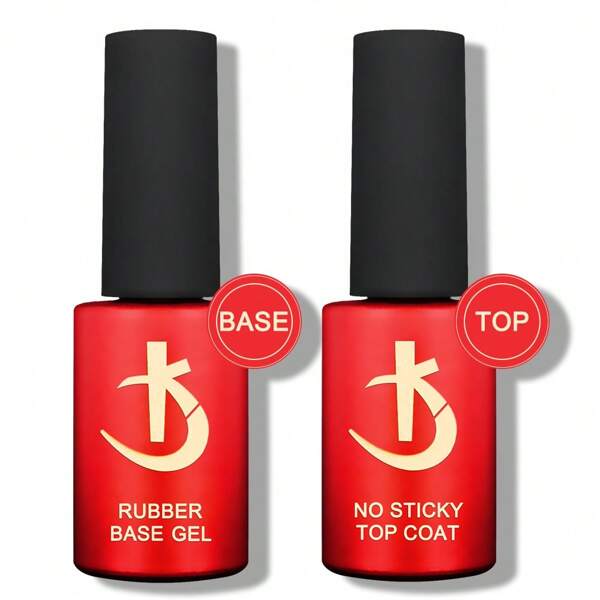 KODI JYJ 2er-Set Base Gel und No Wipe Top 7,5 ml, Halbleiter-permanenter Nagel-Grundierer mit dicker Konsistenz, UV Gellack überaus strahlend und langanhaltend, klebefrei Top Coat