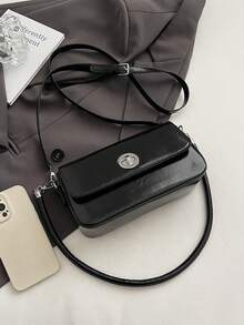 Dedoo Túi xách 2025 Chất liệu PU màu trơn mới Kiểu dáng sang trọng Đây là túi cầm tay buổi tối màu trơn sáng, thiết kế vòng cung ngắn thời trang và độc đáo, có khóa cài áo vest, thích hợp cho các quý cô đeo vai và đeo chéo, thời trang Hàn Quốc 2024, là món quà ngày lễ tình nhân tuyệt vời nhất dành cho cô ấy, du lịch, đi chơi, mua sắm và những dịp khác để sử dụng túi. - màu đen - Xem 8