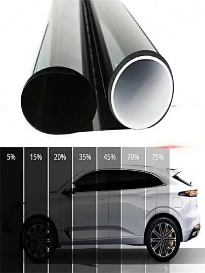 1 Rotolo di pellicola per oscuramento vetri auto con trasmissione luminosa al 1%, 5%, 15%, 25%, 35%, 50%, 70%, pellicola per privacy, protezione dal calore e dai raggi UV, resistente ai graffi, oscurante per parabrezza e finestrini auto
