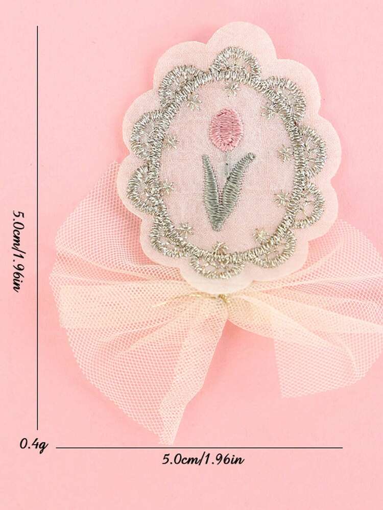 5 件/套全新设计纱布花贴花，清新玫瑰图案装饰配件，手工 DIY 装饰工艺品和服装装饰 - 新網紗布貼 - 查看 8