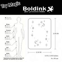 Thiết kế hình xăm tạm thời Boldink - Hình xăm lấy cảm hứng từ ngôi sao và chấm bi, sống động và chân thực, chống nước, có thể đeo trong 1-2 tuần, lớp hoàn thiện mờ tự nhiên, dễ dàng dán trên ngón tay, cổ tay và các vùng nhỏ trên cơ thể - màu đen - Xem 4