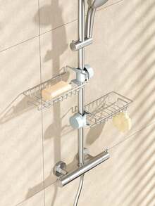 Kệ đựng đồ dùng tắm có thể điều chỉnh độ cao, lắp đặt được trên thanh treo rèm tắm, dùng để đựng sữa tắm, dầu gội và xà phòng. - Nhiều màu - Xem 9