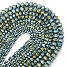 1 Strand Electroplated Green Faceted Abacus Beads, Multi-Color Crystal Flat Round Beads Assorted 3/4/6/8/10mm,Fashion Colorful Lovely Electroplated Beads, Versatile For DIY Jewelry Making, Bracelet, Necklace, Mobile Phone Strap, Keychain - Electroplating Green - View 4