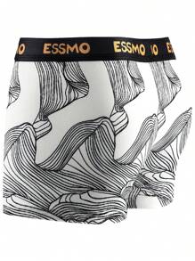 5 Stücke Herren Basic nahtlose Boxershorts mit Graffiti-Muster, Geschenk für den Sommer