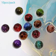 10 piezas de cuentas acrílicas redondas de color ámbar agrietado, de 16 mm, aptas para cadenas de bolígrafos, collares, cadenas de teléfonos móviles y otros accesorios de cuentas