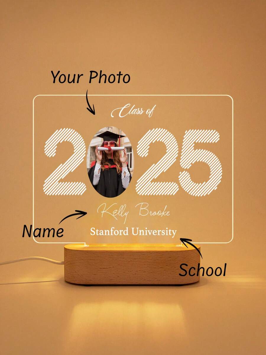 Custom Class Of 2025 Graduate Picture Frame Personalized Light Up Photo