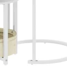 Coffee Table For Living Room, Nest Of Tables Set Of 2 With Storage, Small Round Table 60X60X50.5CM, Wooden Side Table With Sturdy Metal Frame, Easy Assembly