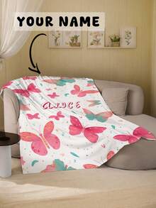 1pc Customizable Colorful Butterfly Pattern Soft Warm Blanket, Suitable As A Gift For Girls, Boys, Adults, Valentine's Day, Lightweight, Cozy, Ideal For Mother's Day, Birthday, Children's Day, Father's Day, Graduation, Wedding, Christmas, Home Use On Sofa, Bed, Car, Bedroom, Living Room - Multicolor - View 9