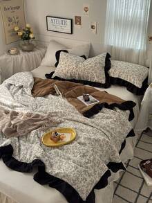 1pc Retro Style Summer Children's Quilt, Retro Lace Style Flower Plant Print Summer Quilt, Skin-Friendly, Soft And Comfortable, Suitable For Children's Rooms, Student Dormitories, Bedrooms, Children's Bedding - A - View 23