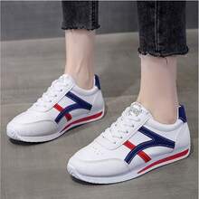 2025 Plus Size Women White Sneakers Spring Breathable Work Fashion White Color Student Sport Casual Flat Shoes - Blue - View 1