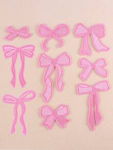 9pcs Cute Bow Style Iron Embroidery Patches, Suitable For DIY Embroidery Patch Stickers On Clothes, Bags, Shoes, Hats, Etc - Multicolor - View 6