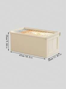 1pc Oxford Cloth Transparent Window Lidded Clothes Storage Box, Fabric Organizer Box, Large Size For Home, Balcony - Multicolor - View 5