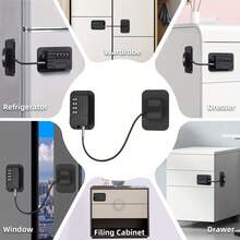 冰箱锁，升级版冰箱锁组合，立式冰柜锁，带儿童保护密码的橱柜锁，儿童冰箱锁，黑色 - 密碼鎖 - 查看 6