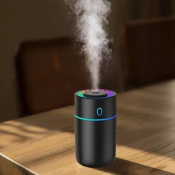 1 Mini USB tragbarer Kaltnebelbefeuchter, ABS Auto-Befeuchter, Duftstoffverteiler, Luftreiniger, 7 Farbatmosphärenbeleuchtung, geeignet für Zuhause, Büro, Schlafzimmer, Auto, Reisen, Valentinstag Geschenk, Muttertags Geschenk