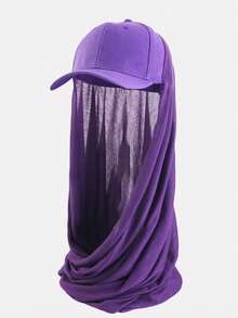 1pc Women's Summer Brimmed Headscarf Hat, Baseball Cap With Scarf, Sun Visor Wrap Around Scarf Hat, Suitable For Daily Use - Solid Color - View 6