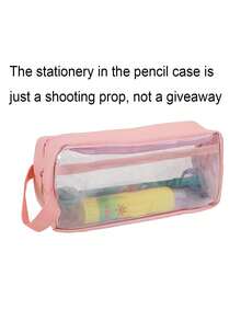 1 件时尚 PVC 防水铅笔盒，创意便携式透明文具收纳袋，商务旅行必备学校用品，铅笔袋，书包 - 彩色 - 查看 12