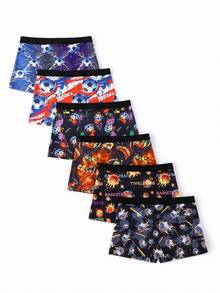 10pcs/Pack Mixed Cartoon Printed Comfortable Soft Casual Elastic Boys' Boxer Briefs Underwear, Suitable For 8-12 Years Old - Multicolor - View 2