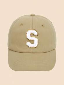 1Pc Toddler Kids Baseball Cap 1-5Y - Khaki Solid Adjustable Hat With A-Z Sequin Embroidered Letter Patches, Classic Brim Sun Protection Cap For All Seasons Daily Outdoor - Khaki - View 8