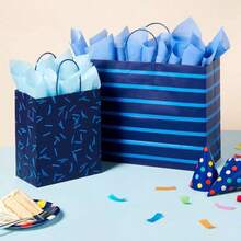 XL Gift Bag Blue Stripe On Navy - 1 - 查看 2