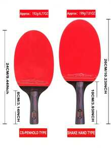 HUIESON Professional Table Tennis Racket - Universal Carbon Fiber & Wood Table Tennis Racket With High Elasticity 2mm Sponge, 9 Ply 8 Carbon Training Competition Level, Ergonomic Handle, Includes Protective Case - 1 Piece, Red & Black