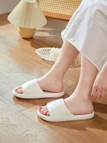 1双超柔软EVA室内防滑拖鞋，浴室易清洁加厚减震家居拖鞋，静音情侣拖鞋，适合家用 - 白色 - 查看 3