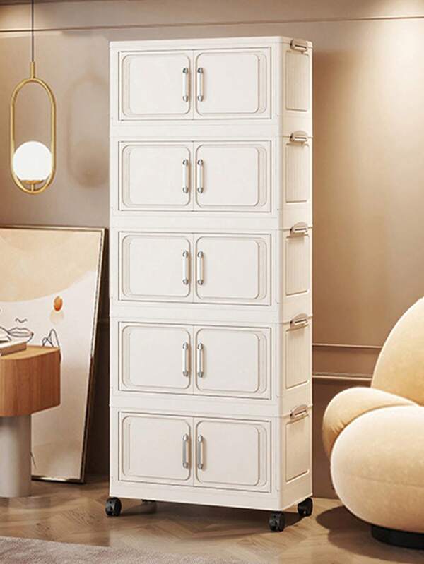 1pc 45cm/17.7'' Wide Storage Cabinet, Foldable Storage Box, Home Living Room Toy Cabinet Organizer, Snack Cabinet, Kitchen Storage Cabinet, Christmas Gift, Storage Box, Under Bed Storage