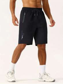 Nouveaux shorts légers d'été pour hommes, stretch 4 sens, coupe ample avec une entrejambe de 5 pouces, shorts de sport pour hommes, shorts de plage, shorts de fitness, shorts de course avec poches, fermeture éclair, imprimé réfléchissant, couleur unie