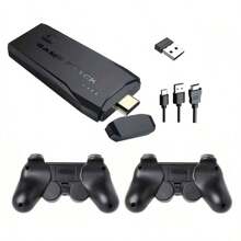 4K HD Videospielkonsole M8 mit 64GB Speicher, doppeltem kabellosen Controller für 10.000 Retro-Spiele, Weihnachtsgeschenk für Kinder