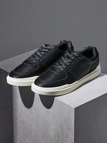 Marc Men's Casual Dress Sneakers Classic Lightweight Shoes, Fashion Walking Lace-Up Shoes - Black - View 3