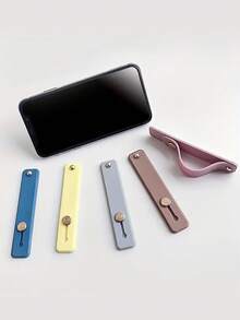 Colorful Candy-Colored Mobile Phone Grip And Stand, Compact, Multi-Functional Push-Pull Ring Holder With Secure Hand Band Compatible With IPhone, Android Phone, Gift For Birthday, Family, Friends Finger Ring Holder, Phone Accessories - Multicolor - View 3