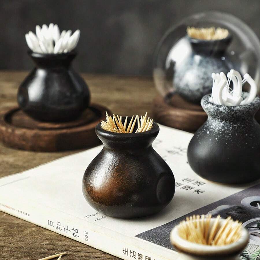 1pc Ceramic Toothpick Holder, Home Decoration Toothpick Dispenser For Living Room, Coffee Table, Dining Room - Multicolor - View 1