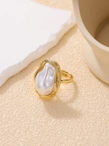 1 pièce Bague avec perle de forme géométrique asymétrique