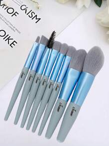 8pcs Customizable Mini Macaron Makeup Brush Set With Same Color Stylish PU Pouches - Portable, Fragrance-Free With Soft Nylon Bristles & Durable ABS Handles Includes Eyeshadow, Blush, Eyebrow, Concealer Brushes . Ideal For On-The-Go Beauty.Travel Brand Merchandise Wedding Favors
