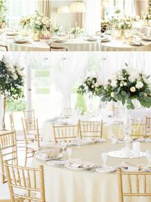 1pc Milky White Satin Round Tablecloth, Solid Color Smooth Fabric Table Cloth ,Wedding Happy Birthday Party Banquet Party Events 2025 New Year Party Home Decor Room Decor Table Decor Restaurant Decor Silky Smooth Washable Table Cover Table Runner, Perfect For Holiday Celebrations