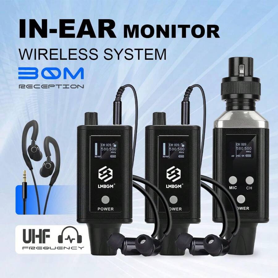 LMBGM Wireless In-Ear Monitor System USB Bodypack Monitor With Headphones Wireless Type, Suitable For Stage, Studio, Church, Performance, Karaoke And Other Scenes. - XLR - Xem 1