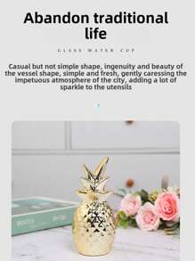 Modern Minimalist Gold Plated Ceramic Pineapple Decor, Creative Home Accent Piece For Living Room, Coffee Shop, Wine Cabinet, Graduation/Birthday Gift