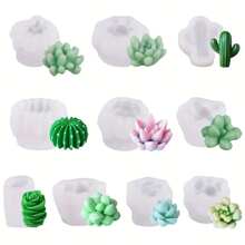 10pcs Silicone Mold Set For DIY Candle Making, Succulent And Cactus Planters Epoxy Resin Crafts, Round Planter Themed Silicone Molds For Resin Art And Decor