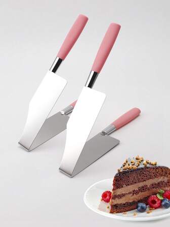 1pc Stainless Steel Cake Slicer, Plastic Handle Cake Cutter, Pastry Cake Divider, Kitchen Baking Tool, Suitable For Birthday Party Wedding