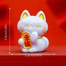 Resin Lucky Cat Figurine, Chinese Maneki Neko Fortune Cat, Money Attraction Amulet, No Feathers, Electricity-Free, With DIY Decor Accessory, For Desktop, Car, Valentine'S Day Gift, Suitable For Ages 14+