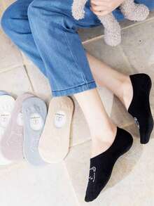 6 Pairs Cartoon Animal Print Breathable Invisible Socks For Women - Multicolor - View 6