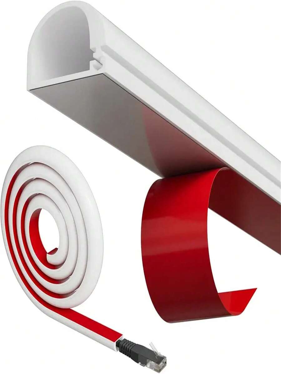 1~3m Side Open One Cord Hider For Wall Mounted Tv,Extension Cable Cover To Hide Conceal Cords Along Wall,Wire Raceway Management Cable Concealer Channel,Electric Cord Organizer Wiremold,White Cable Protector, Charger Protector