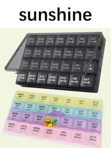 Monatlicher Pillenorganizer 28-Tage Pillendose, nach Woche organisierte Medikamentenorganisation, große 4-Wochen Pillenbox mit staubdichtem Gehäuse für Fischöle, Vitamine, Nahrungsergänzungsmittel