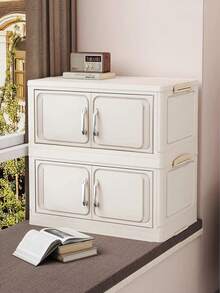 1pc 45cm/17.7in Wide Storage Cabinet, Foldable Storage Box, Home Living Room Toy Cabinet Organizer, Snack Cabinet, Kitchen Storage, Christmas Gift, Storage Bin, Under Bed - Cream Door - View 7