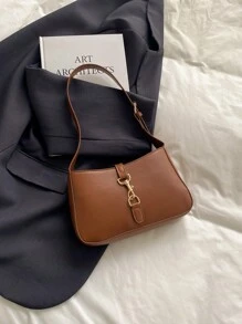 Bolso de hombro minimalista en forma de media luna, bolso de mujer elegante y práctico para el transporte diario