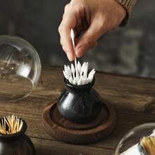 1pc Ceramic Toothpick Holder, Home Decoration Toothpick Dispenser For Living Room, Coffee Table, Dining Room - Multicolor - View 7