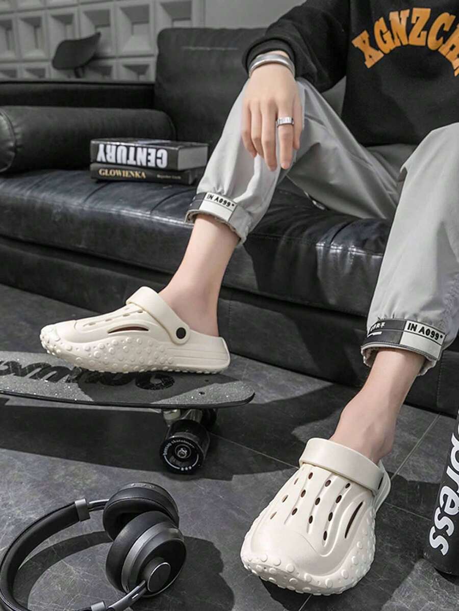 New Men Slippers Thick Sole Elevated Breathable Slip-On Sandals, Summer Home Indoor Quick-Drying Flip Flops Outdoor Brand Sports Beach Sandals, Fashionable Korean Style Sports Casual Non-Slip Odor-Resistant Thick Sole Outdoor Slippers