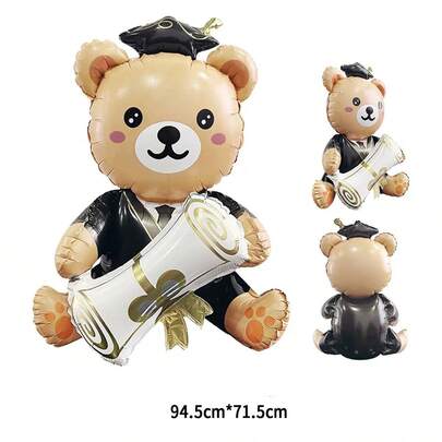 kumozawa 1 pieza/2 piezas Globo de aluminio de 38 pulgadas con oso lindo sosteniendo un diploma, globo para fiesta de graduación - Ideal para eventos y decoración del campus, decoración de graduación 2025, regalo de graduación, decoración de fiesta, graduado 2025